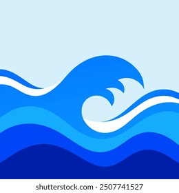 Una Ilustración vectorial dinámica de un chapoteo de agua azul, aislado en un fondo blanco. La salpicadura es fluida y detallada, con gotitas y ondas que irradian hacia afuera, capturando el movimiento natural 