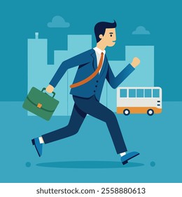 Dynamic vector illustration of a busy office man walking to his workplace, showcasing a professional and modern lifestyle.