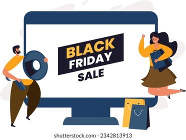 Dynamic Vector Illustration Capturing the Excitement and Savings of the Biggest Sale Event of the Year, Featuring a Wide Array of Products and Unbeatable Deals on a Stylish Dark Background
