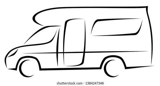 Dynamic vector illustration of a caravan for travellers which can be used for many adventures. The car has a modern kinetic design. 