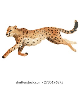 Dynamische Vektorgrafik eines Geparden in vollem Gang, perfekt für Wildtiere, Geschwindigkeit oder afrikanische Safari-Themen. Ideal für Bildungsinhalte.