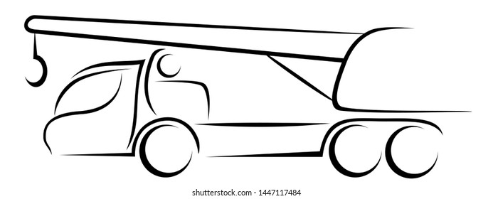 Dynamic vector illustration of a crane truck with a hook
