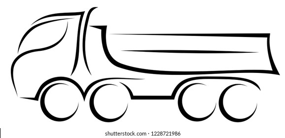 Dynamic vector illustration of a european tipper truck with four axles as a logo for a delivery company