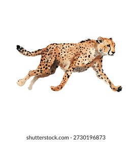 Dynamic vector illustration of a fast cheetah running, showcasing speed and agility. Ideal for wildlife, nature, and safari-themed designs.