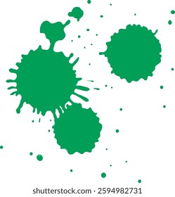 Dynamic vector illustration featuring bold green paint splatters. Perfect for creative projects needing a splash of color