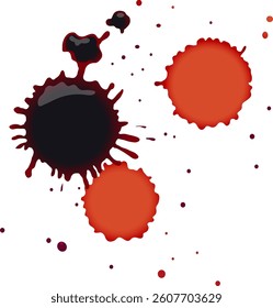 Dynamic vector illustration featuring bold wine and coffee splatters. Rich colors and fluid composition create a striking visual impact