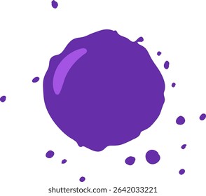 A dynamic vector illustration featuring a bold purple paint splash with scattered droplets, showcasing vibrant color and fluid motion