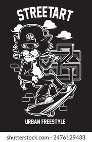 A dynamic vector illustration featuring a stylized skateboarder performing tricks against a colorful urban backdrop, capturing the energy and excitement of skateboarding culture.