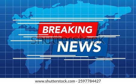 Dynamic vector illustration featuring a world map background with bold 'Breaking News' text, ideal for media use
