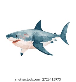 Dynamic vector illustration of a fierce Great White Shark, a powerful ocean predator. Perfect for marine life designs, wildlife graphics, or educational projects.