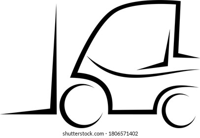 Dynamic vector illustration of a forklift used in industry as a logo for a company