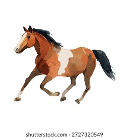 Dynamische Vektorgrafik eines galoppierenden Pferdes, perfekt für Pferdedesigns, Kinderbücher oder Projekte zum Thema Tiere. Einzeln für einfache Nutzung.