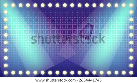 Dynamic vector illustration of a game show stage with bright lights and gradient background, creating an energetic atmosphere