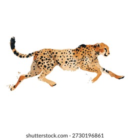 Dynamic vector illustration of a graceful cheetah running, showcasing speed and agility. Ideal for wildlife, safari, and nature-themed designs.