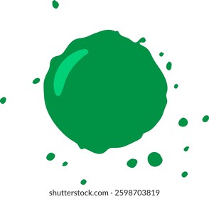Dynamic vector illustration of a green paint splash with scattered droplets, showcasing bold color and fluid motion