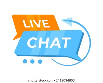 Dynamic vector illustration of a Live Chat service concept with colorful speech bubbles, ideal for online support and real-time customer communication