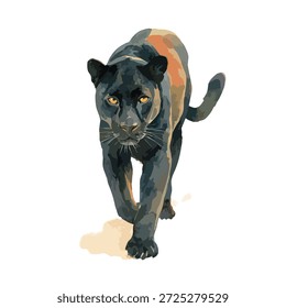 Dynamic vector illustration of a majestic black panther with an intense gaze, perfect for wildlife themes, branding, or animal-themed projects.