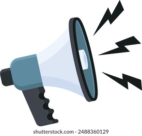 Ilustración vectorial dinámica de un megáfono que emite ondas sonoras, que simbolizan anuncios, oraciones públicas o llamadas a la acción. Ideal para su uso en materiales de marketing, campañas de comunicación.