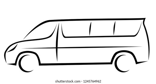 Dynamic vector illustration of a minivan for passengers which can be used as a shuttle bus to airports. The car has a modern kinetic design. 