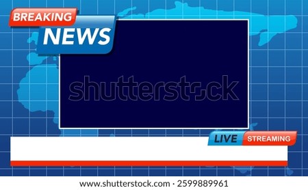 Dynamic vector illustration for news broadcasts featuring bold colors and modern design elements, ideal for live streaming and media presentations