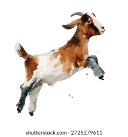 Ilustración vectorial dinámica de una cabra saltadora juguetona, perfecta para diseños de animales de granja o proyectos infantiles.