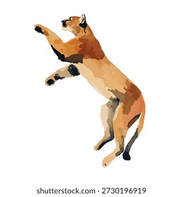 Dynamische Vektorgrafik eines leistungsstarken Cougar-Springens, perfekt für Wildtierthemen, Logos und Grafikdesign-Projekte. Isolierte Wildtierkunst.