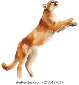 Dynamische Vektorgrafik eines mächtigen Puma-Mittelsprungs, die Agilität und Stärke zeigt. Ideal für Tierwelt, Sport oder Maskottchen.