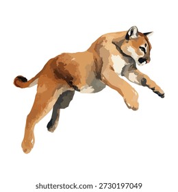 Dynamische Vektorgrafik eines mächtigen Cougar-Mittelsprungs. Ideal für Tiermotive, Sport-Maskottchen oder Naturdesigns. Bietet agile Bewegung und Stärke.