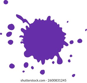 Dynamic vector illustration of a purple ink splash, showcasing bold color and fluid composition. Ideal for creative projects and designs