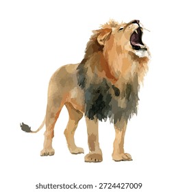 Dynamic vector illustration of a roaring lion, showcasing power and majesty. Ideal for wildlife, safari, strength, and leadership themes.