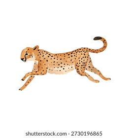 Dynamic vector illustration of a running cheetah, a fast wild animal. Ideal for kids' books, educational content, or nature-themed designs.