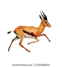 Ilustración vectorial dinámica de una gacela corriendo, perfecta para temas de vida silvestre, diseños de naturaleza o proyectos infantiles. Elemento de Diseño gráfico ideal.