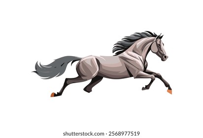 Dynamic vector illustration of a running horse, showcasing speed, power, and grace. Clean lines and vibrant detail, perfect for equestrian-themed designs, sports branding, or wildlife-related projects