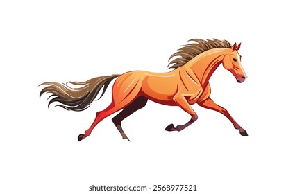 Dynamic vector illustration of a running horse, showcasing speed, power, and grace. Clean lines and vibrant detail, perfect for equestrian-themed designs, sports branding, or wildlife-related projects