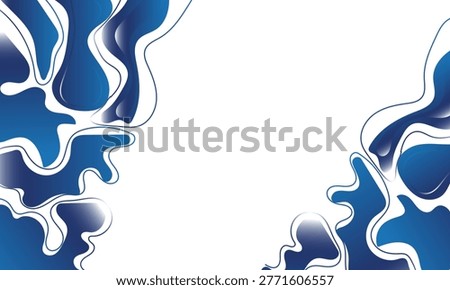 A dynamic vector illustration showcasing abstract blue fluid shapes with distinct white outlines