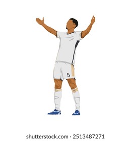 Ilustración vectorial dinámica del jugador de fútbol en acción