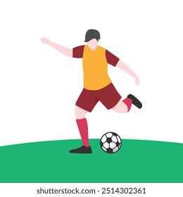 Dynamic Vector Illustration of Soccer Player Kicking Ball