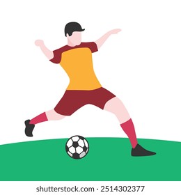 Dynamische Vektorgrafik des Fußball-Spielers Kicking Ball