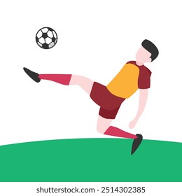 Ilustração de vetor dinâmico de bola de chute de jogador de futebol