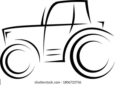 Dynamic vector illustration of a tractor used in industry and agriculture as a logo for a company