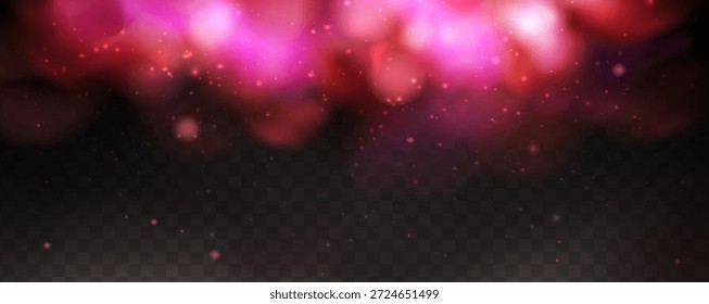 Ilustração de Vetor Dinâmico de Abstrato Vibrante Brilhante Rosa e Vermelho Bokeh Luzes Fundo Sonhador Foco Suave Efeito de Partícula Elegante Modelo de Projeto de Celebração de Feriado com Poeira Espumante
