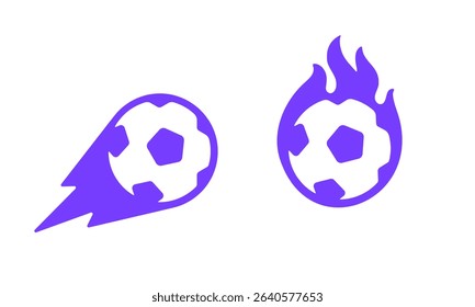 Dynamic vector logo featuring a flaming and speeding soccer ball, perfect for sports teams, apps, tournaments, or esports branding.