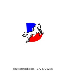 Logotipo vetorial dinâmico de uma letra D do alfabeto do cavalo saltador. Perfeito para marcas de esportes, logotipos equestres, equipes de corrida, identidade ativa e projetos de tipografia energética