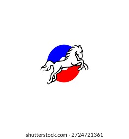 Logotipo vetorial dinâmico de um alfabeto de cavalo saltador letra O. Perfeito para marcas de esportes, logotipos equestres, equipes de corrida, identidade ativa e projetos de tipografia energética
