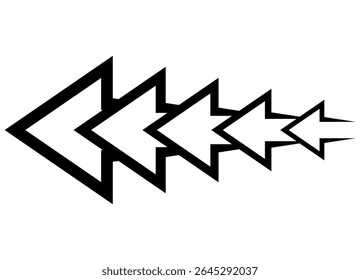Dynamic Vector Pattern of arrows from black lines on white background. Design element for navigation, Direction indicator. Vector background. Epicenter.