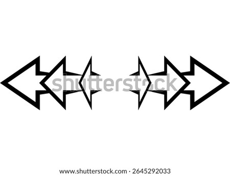 Dynamic Vector Pattern of arrows from black lines on a white background diverging from the center. Design element for navigation, Direction indicator. Vector background. Epicenter.