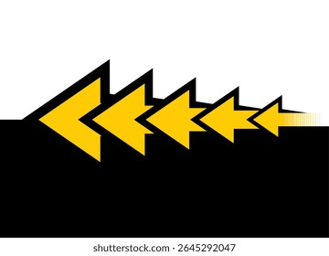 Dynamic Vector Pattern of Yellow Arrows.. Design Element for Navigation, Direction Indicator. Divided Vector Background. Epicenter.