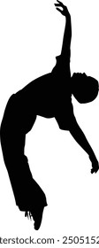 A dynamic vector silhouette of a woman in mid-spin. capturing the energy and fluidity of dance. transparent background. eps10.
