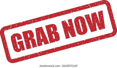 Dynamic vector stamp with “GRAB NOW” message, designed to urge immediate action on limited-time offers, hot deals, or exclusive opportunities
