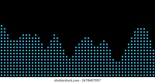 Dynamic vector tech background with blue dot pattern on black.